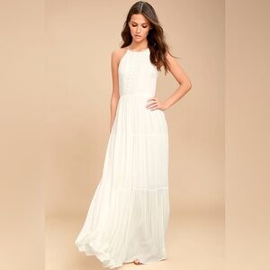 Lulu’s Bohemian For Life White Embroidered Maxi Dress SZ M